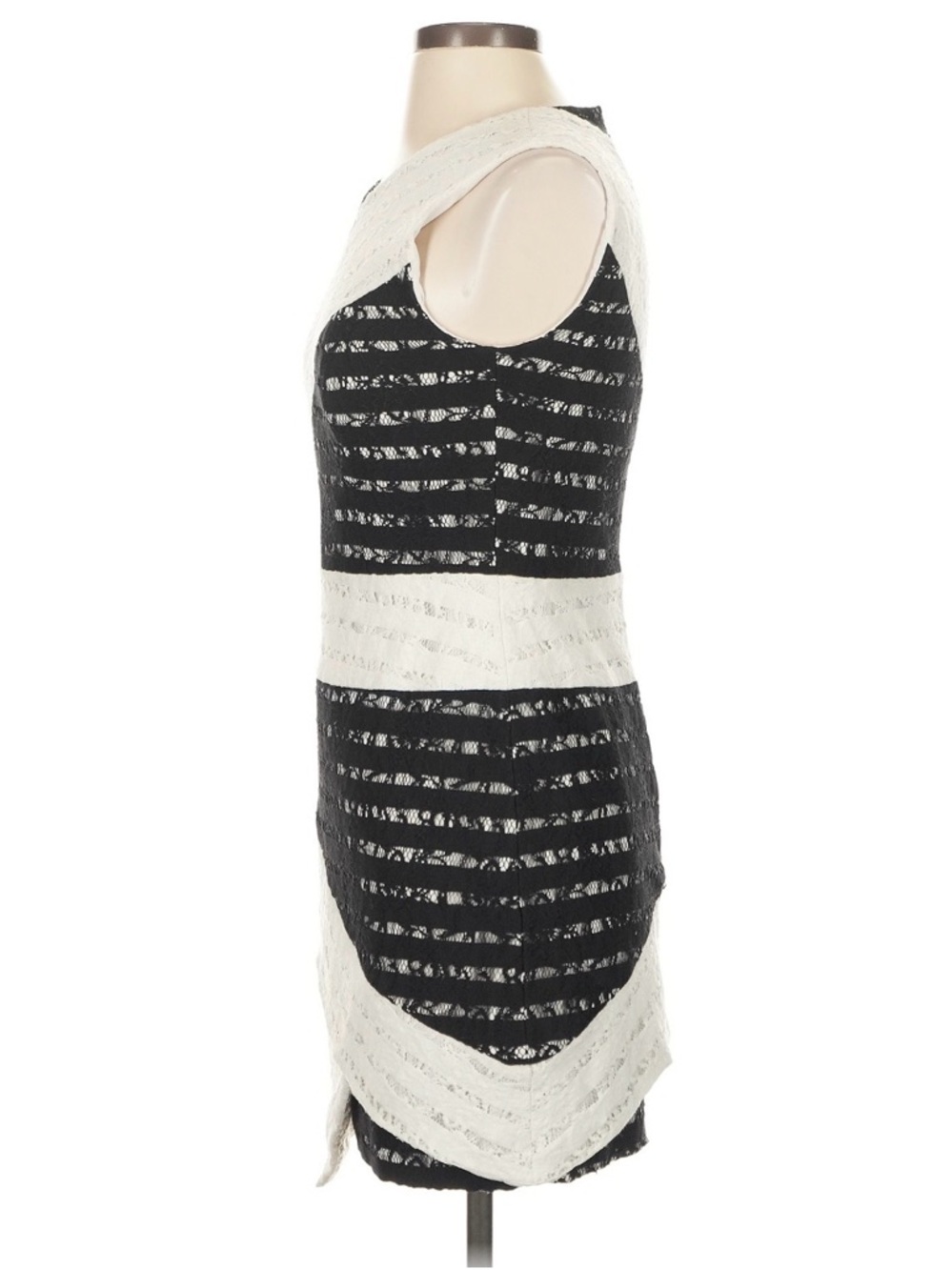 Revolve BCBGMaxAzria Black and White Diagonal Panel Mini Dress - Picture 7 of 9